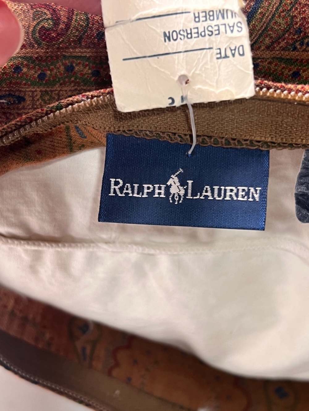 Ralph Lauren Equestrian Vintage Y2K Wool Pillow 20x20 Paisley Horse Luxury - Picture 2 of 5